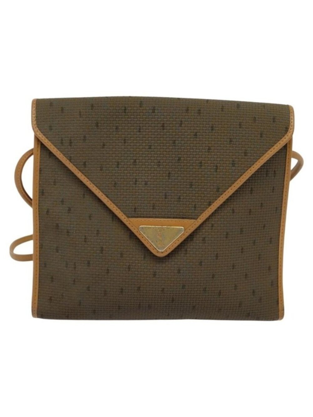 Authentic SAINT LAURENT Shoulder Bag PVC Leather Brown Gold - Picture 5 of 16